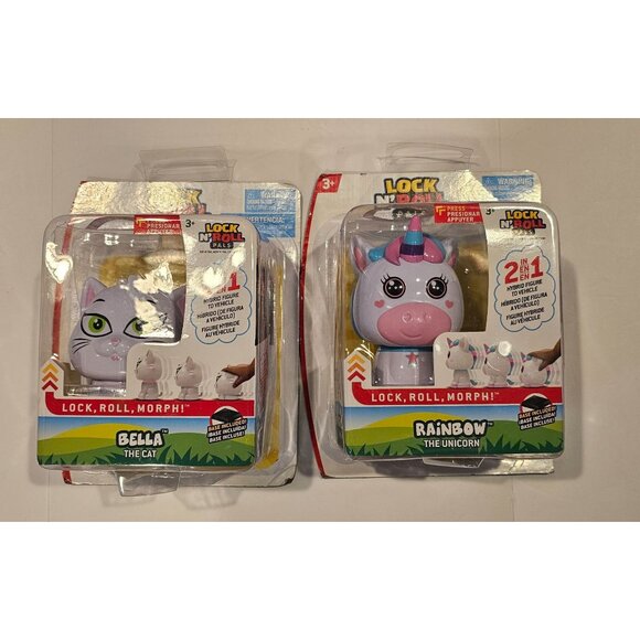 Lock N’ Roll Pals‎ 2 In 1 Hybrid Figure To Vehicle: Rainbow Unicorn + Bella Cata - Picture 1 of 7